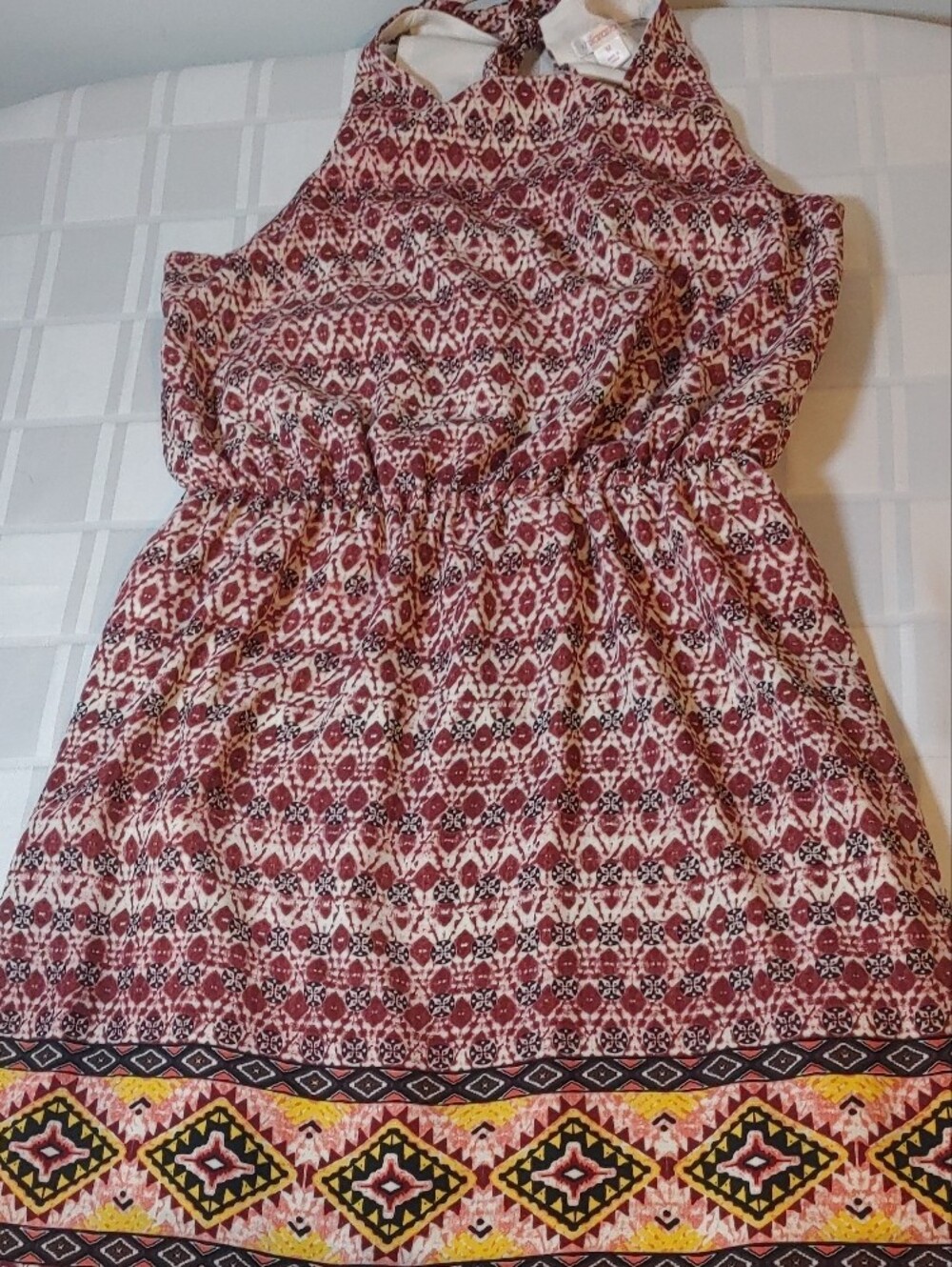 Xhilaration Women's Rust Red, Yellow, Cream, Black Printed Sleeveless Mini Dress